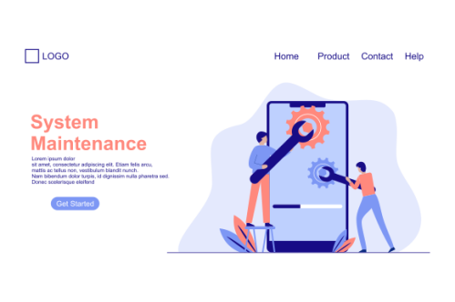 Landing page template of System Maintenance Illustration Concept. Modern Flat design concept of web