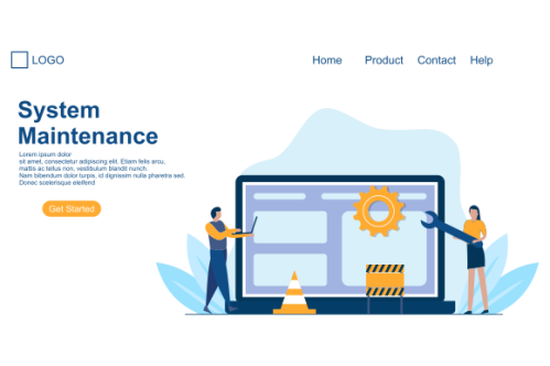 Landing page template of System Maintenance Illustration Concept. Modern Flat design concept of web