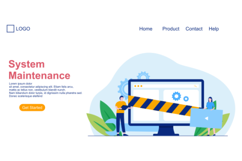 Landing page template of System Maintenance Illustration Concept. Modern Flat design concept of web