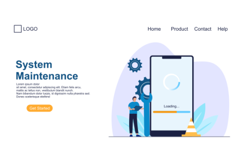 Landing page template of System Maintenance Illustration Concept. Modern Flat design concept of web