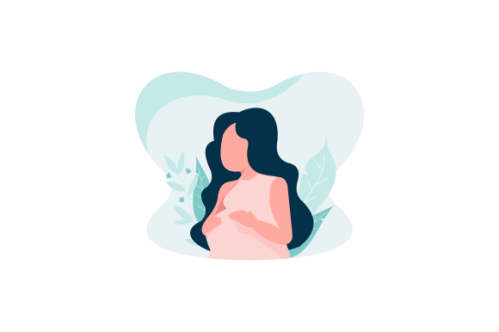 Pregnant woman logo modern flat design illustration