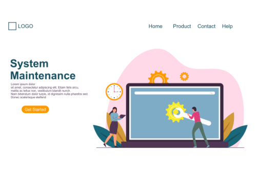 Landing page template of System Maintenance Illustration Concept. Modern Flat design concept of web