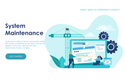 Landing page template of System Maintenance Illustration Concept. Modern Flat design concept of web