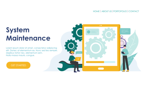 Landing page template of System Maintenance Illustration Concept. Modern Flat design concept of web