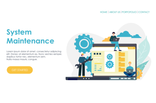 Landing page template of System Maintenance Illustration Concept. Modern Flat design concept of web