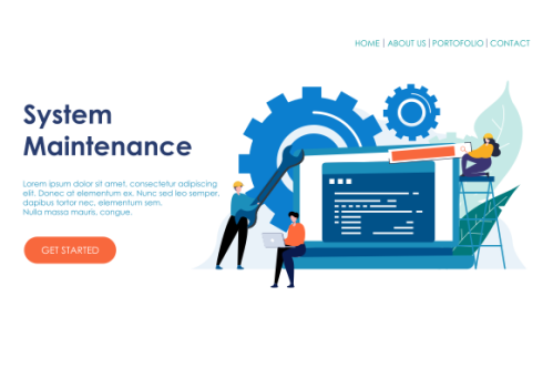 Landing page template of System Maintenance Illustration Concept. Modern Flat design concept of web
