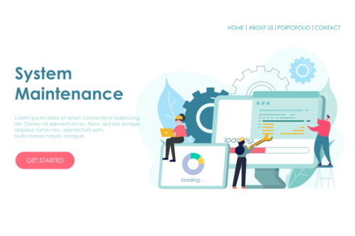 Landing page template of System Maintenance Illustration Concept. Modern Flat design concept of web