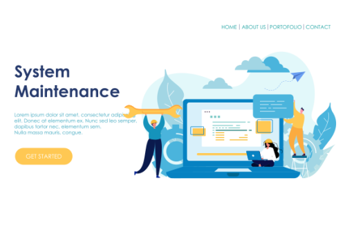 Landing page template of System Maintenance Illustration Concept. Modern Flat design concept of web