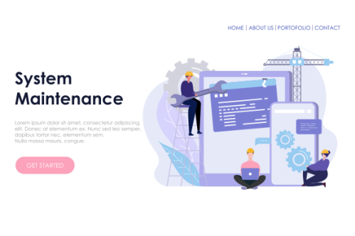 Landing page template of System Maintenance Illustration Concept. Modern Flat design concept of web