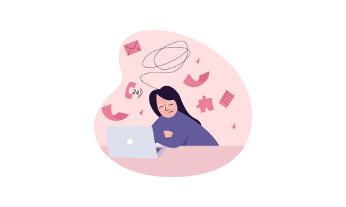 Information overload and multitasking problems concept illustration