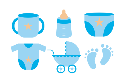 Set of baby shower elements logo