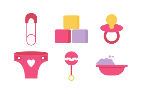 Set of baby shower elements logo