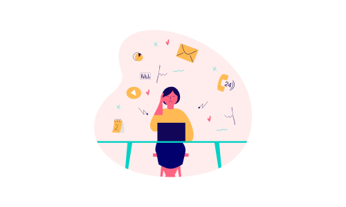 Information overload and multitasking problems concept illustration