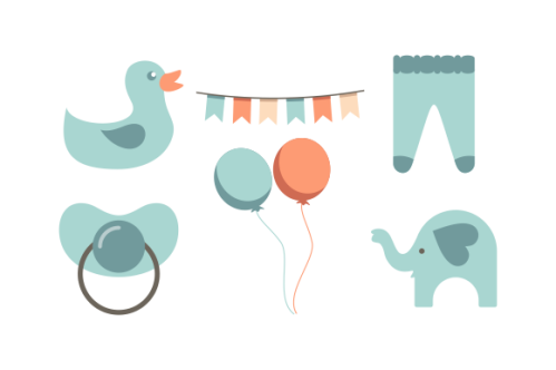 Set of baby shower elements logo