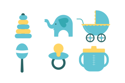 Set of baby shower elements logo