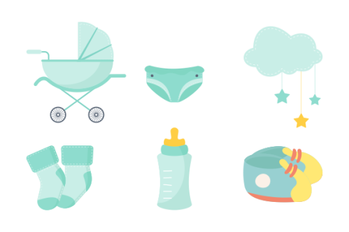 Set of baby shower elements logo