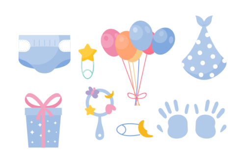 Set of baby shower elements logo