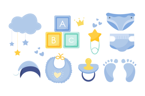 Set of baby shower elements logo