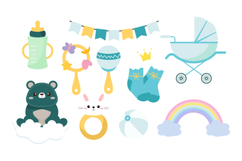 Set of baby shower elements logo