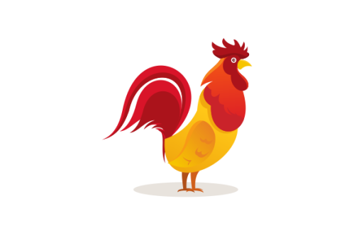 Rooster character portrait. vector flat illustration