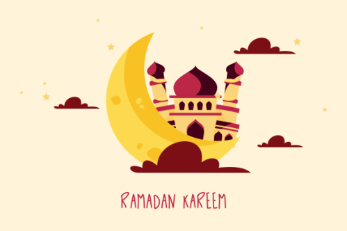 Flat design ramadan kareem lettering. Mosque logo