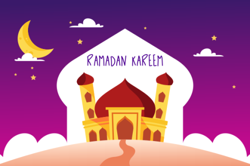 Flat design ramadan kareem lettering. Mosque logo
