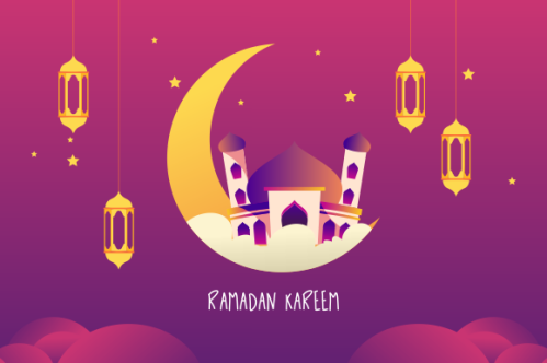 Flat design ramadan kareem lettering. Mosque logo
