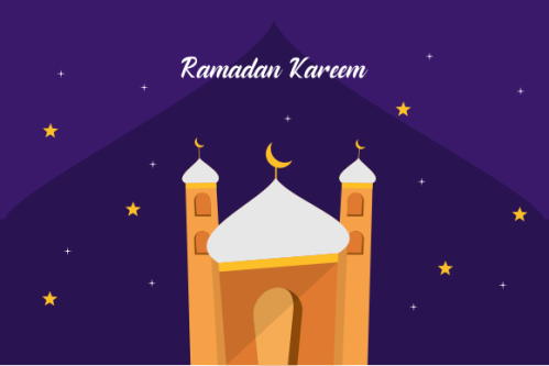 Flat design ramadan kareem lettering. Mosque logo