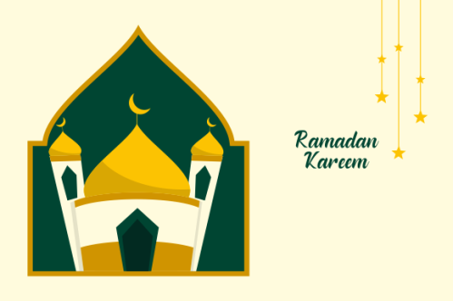 Flat design ramadan kareem lettering. Mosque logo