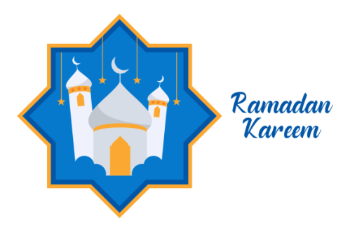 Flat design ramadan kareem lettering. Mosque logo