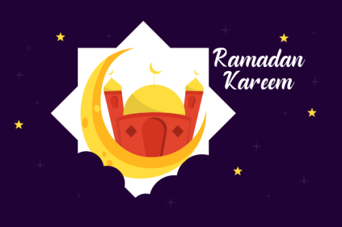 Flat design ramadan kareem lettering. Mosque logo