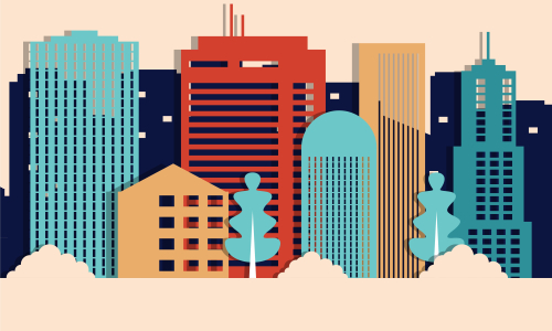 City skyline landmarks illustration. Building illustration