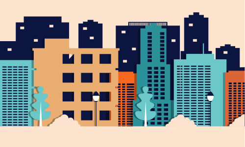 City skyline landmarks illustration. Building illustration