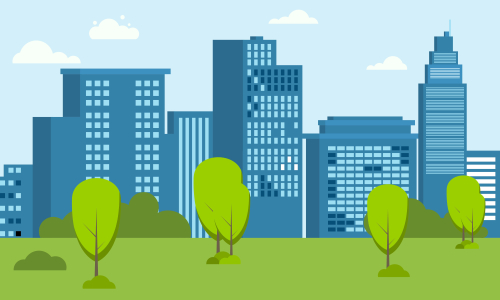 City skyline landmarks illustration. Building illustration