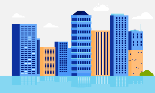 City skyline landmarks illustration. Building illustration