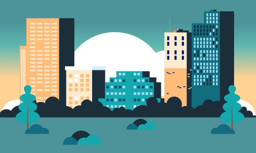 City skyline landmarks illustration. Building illustration