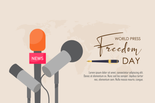 Flat design world press freedom day illustration