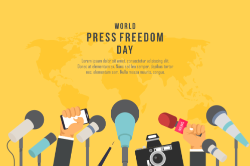 Flat design world press freedom day illustration