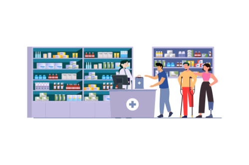 fathiyatul fitri-896 modern pharmacy interior with visitors set.pngModern pharmacy interior with visitors set. client order and buy medicaments and drugs. healthcare a