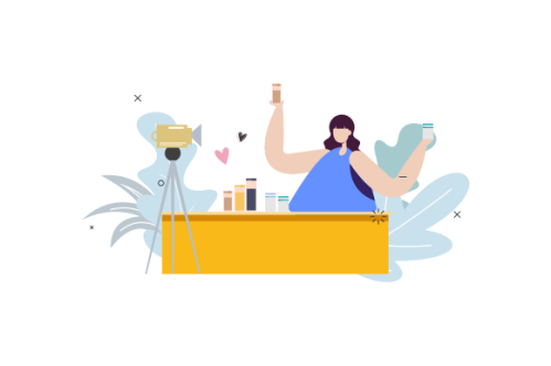 Web bloggers, vloggers, or content makers isolated illustration