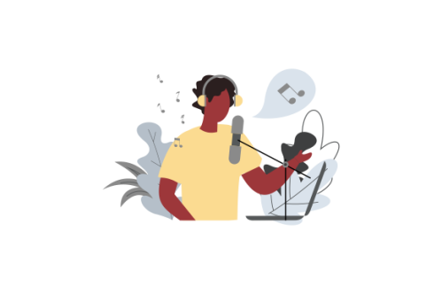 Web bloggers, vloggers, or content makers isolated illustration