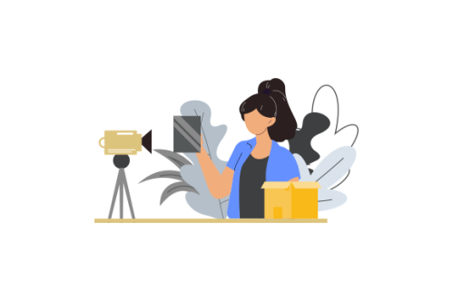 Web bloggers, vloggers, or content makers isolated illustration