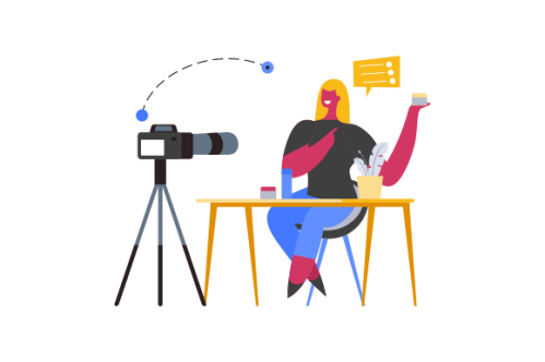 Web bloggers, vloggers, or content makers isolated illustration