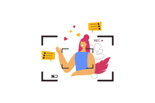 Web bloggers, vloggers, or content makers isolated illustration