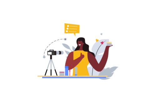 Web bloggers, vloggers, or content makers isolated illustration