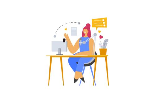 Web bloggers, vloggers, or content makers isolated illustration