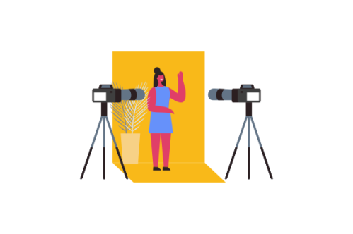 Web bloggers, vloggers, or content makers isolated illustration