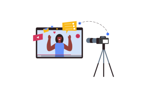 Web bloggers, vloggers, or content makers isolated illustration