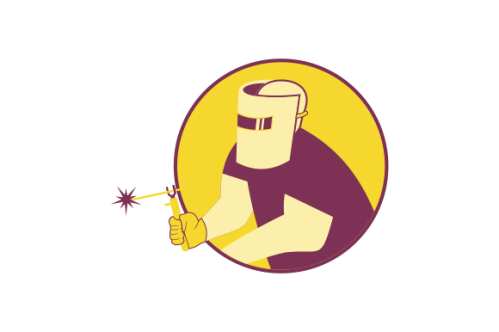 Welder worker welding torch retro. Logo vector