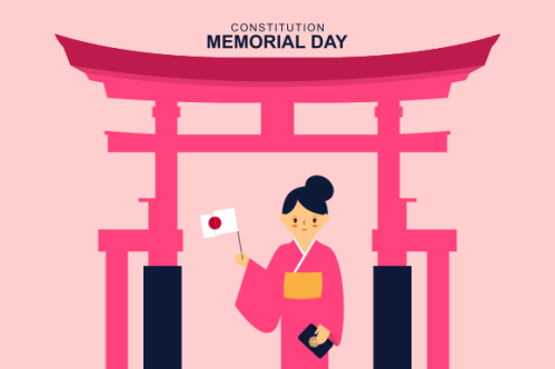 Flat japanese constitution memorial day illustration
